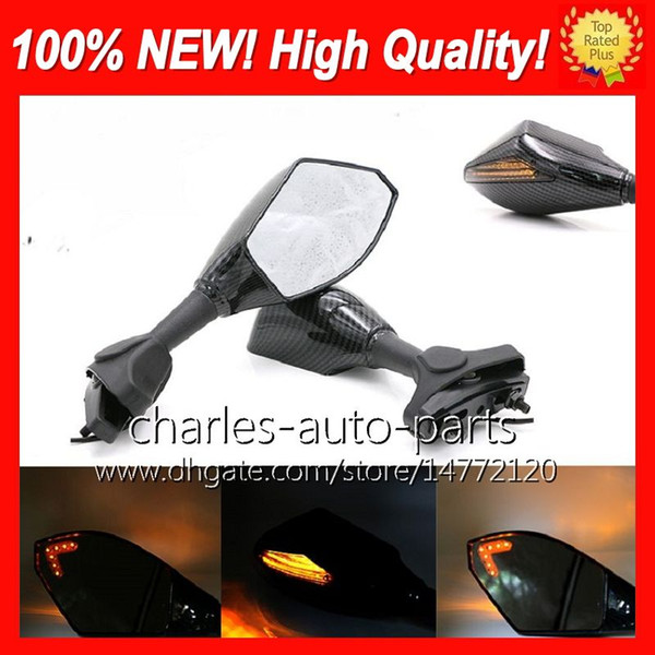 Universal Motorcycle LED Turn Signal Mirrors turn light Mirror Black Carbon LED turnning light For HONDA CBR600RR CBR1000RR CBR600 F4 F4i RR