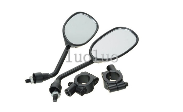Weksi Motorcycle Street Bike ATV Rear View Rearview Side Mirrors 8mm + 2 Handlebar Mount (Pack of 2)