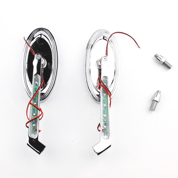 Motorcycle CHROME Oval Style Rear View Mirrors For Harley Electra Glide Low Rider V-Rod With LED Turn Signal Integrate