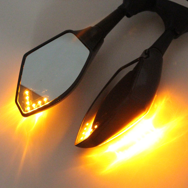 Black Motorcycle LED Turn Signals Rearview Sport Bike Mirrors for HONDA for SUZUKI for KAWASAKI YAMAHA Triumph Ducati MOT_50R