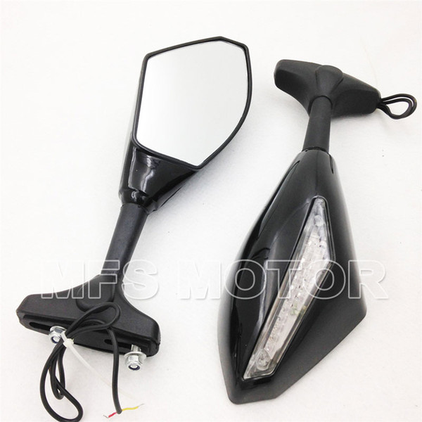 Motorcycle universal bike BLACK CLEAR Integrated LED Turn Signals Side Mirror For Suzuki 600/750 GSXR1000 2001-2005 2009-2012 GSXR 1100