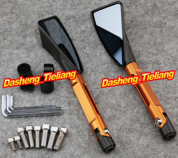 CNC Motorcycle Aluminum L&R Rearview Side Mirrors For Ducati Triumph KTM BMW Aprilia, Left & Right, Orange Color order<$18no track