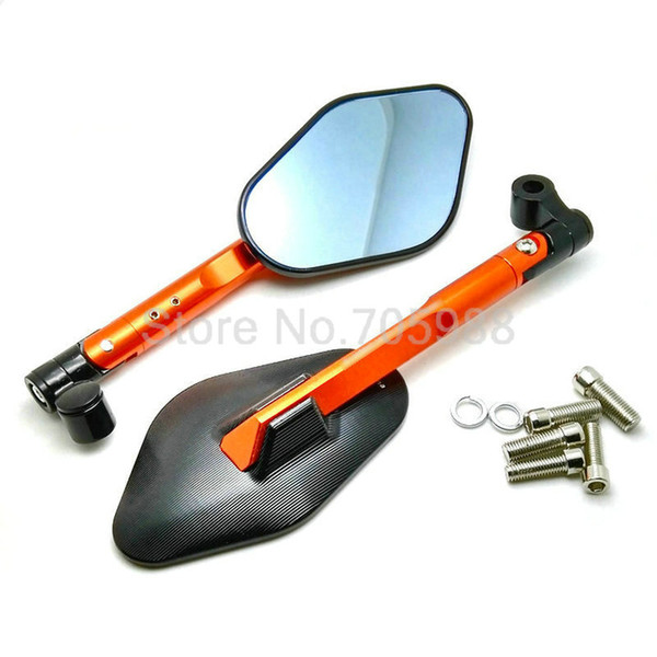 Alloy Orange Motorcycle Mirror Rearview Aluminum Mirror Rear View Mirrors Fits All Motorcycles bike bicycle mirror 8mm &10mm