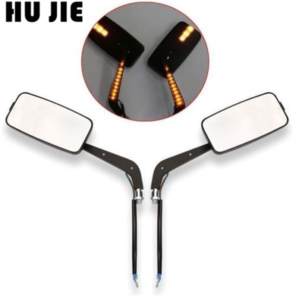 Black Universal CNC LED Intergrated Motorcycle Rearview Side Mirror 8MM 10MM