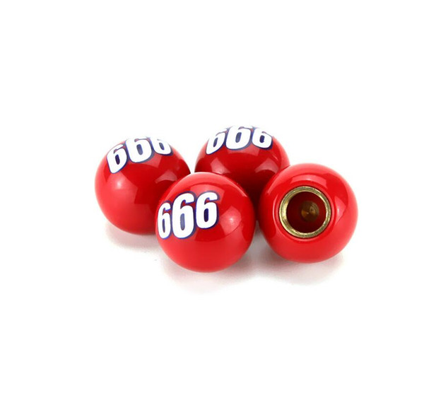 Universal Moto Bike Car Tire Valve Cap Wheel Dust Covers Cartoon 666 Ball Valve Stems Caps China Flag Car Styling Motorcyle