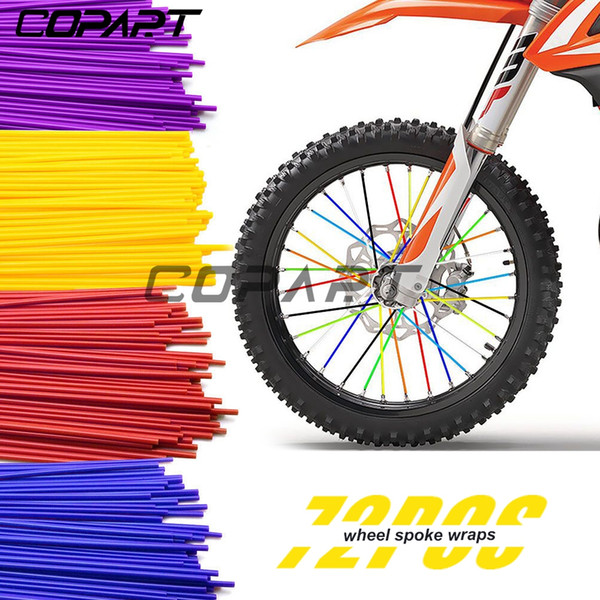 72 Pcs Universal Motorcycle Wheel Rim Spoke Skins Covers WrapS Tubes Decor Protector Kit For Dirt Bike YZ125 DR350SE KDX200 WR25