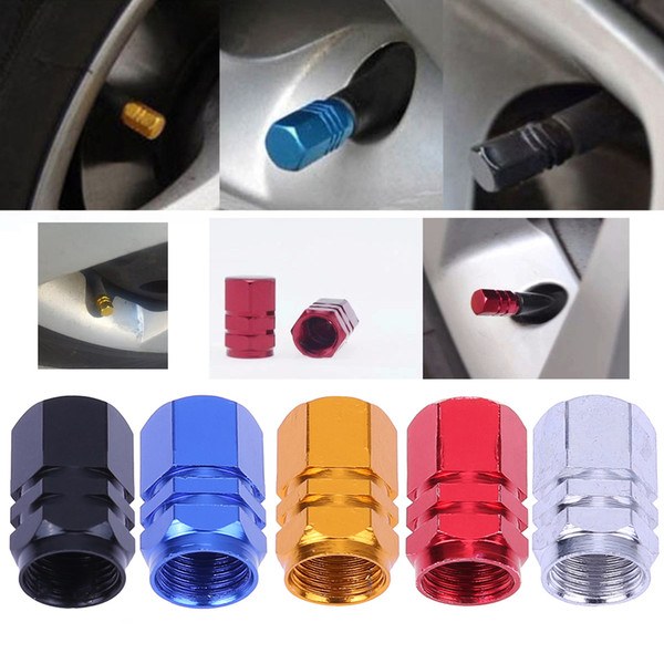 4Pcs Universal Aluminum Car Tyre Air Valve Caps Bicycle Tire Valve Cap Car Wheel Styling Round Red Black Blue Silver Gold