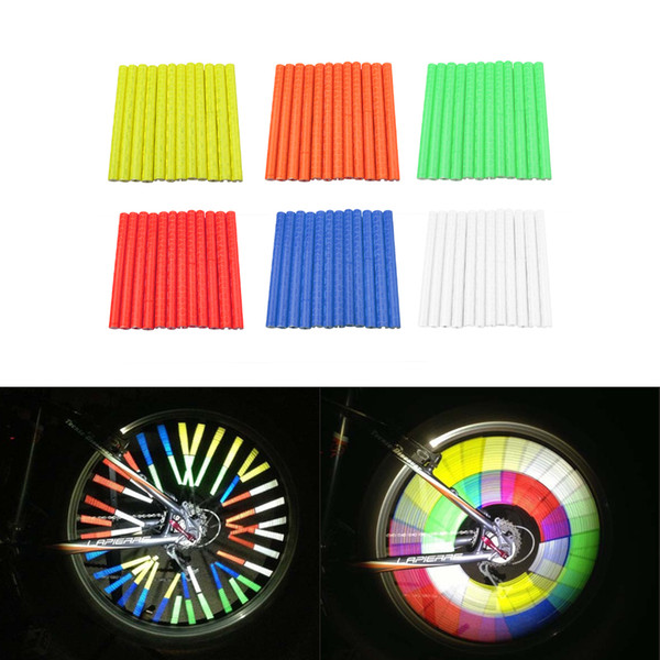 12Pcs Bicycle Mountain Bike Riding Wheel Rim Spoke Mount Clip Tube Warning Light Strip Reflector Reflective Outdoor 75mm