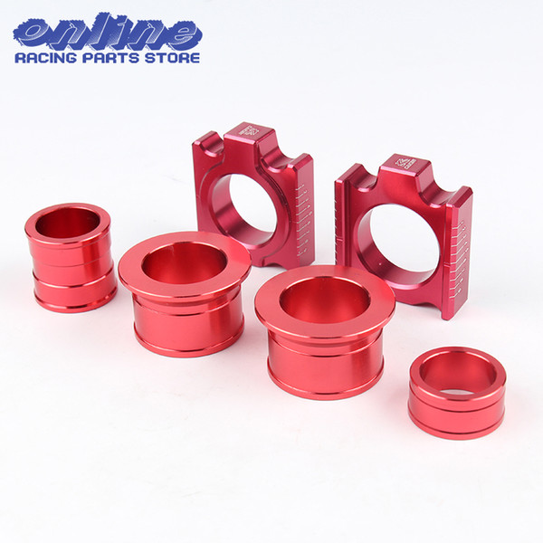 CNC Aluminum Rear Chain Adjuster Axle blocks With Front & Rear Wheel Hub Spacer for CR125 250R CRF 250R 250X 450R 450X Dirt bike