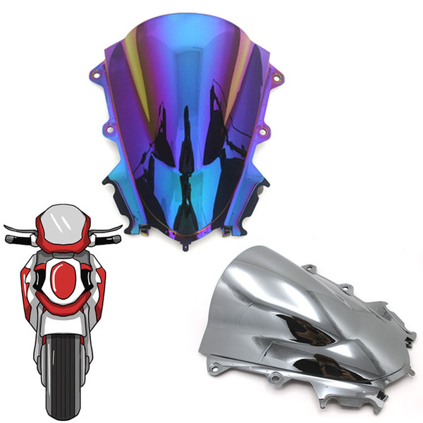 Deep Iridium Silver Double Bubble Wind Screen Deflector Visor Viser For Yamaha R15 V3 2017-2019 Motorcycle Windshield Windscreen