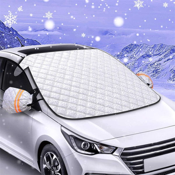 Magnetic Snow Cover with Two Mirror Covers Windshield Ice Cover Dust Sun Shade Car snow block 147 × 120cm