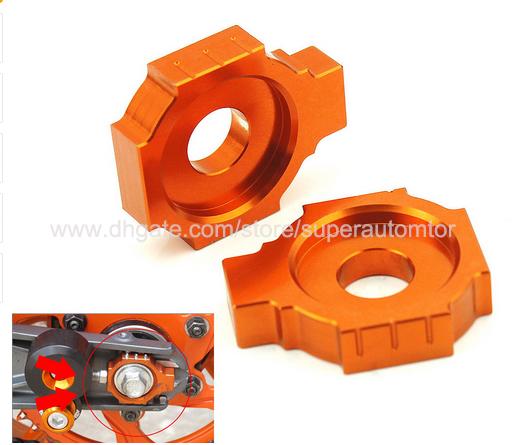 1 Pair Orange Motorcycle CNC Rear Axle Spindle Chain Adjuster Blocks for KTM DUKE 125 200 390 13-15