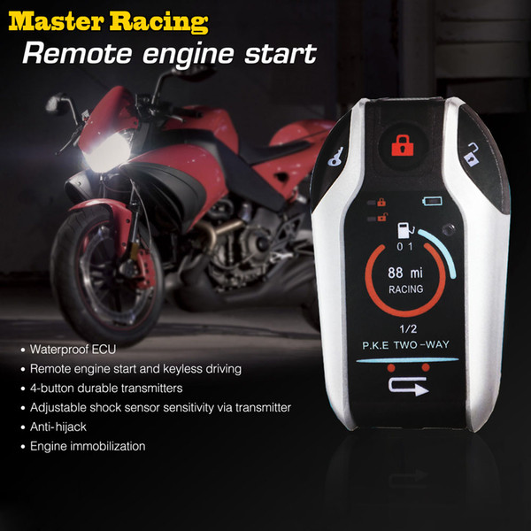 2 Two Way Motorcycle Alarm System Scooter Anti-theft Burglary Alarm Remote Engine Start Stop Remote Locating Emgerency Disarm