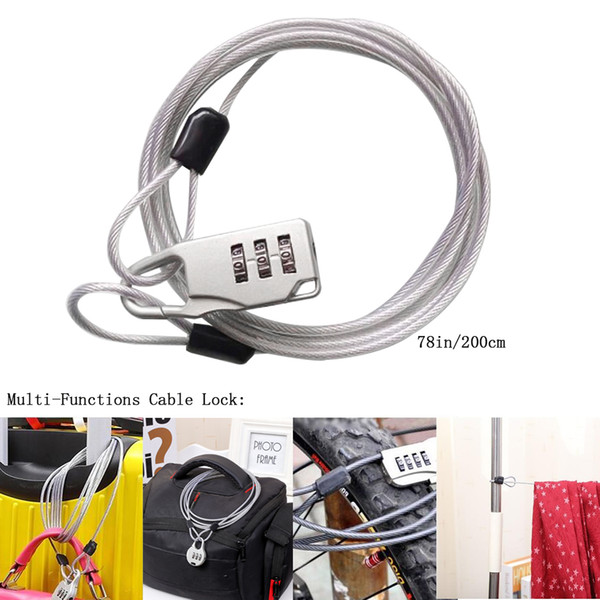 31in/80cm Car Cover Cable Lock Multi-function Automotive Car Motorcycle Cover Mini Combination Lock-Anti-theft Mini Lock