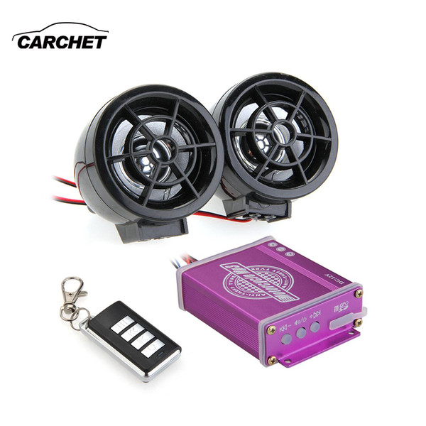 CARCHET Universal Waterproof Motorcycle Audio FM TF MP3 Speakers Alarm Sound Remote System Anti-Theft protection 125dB