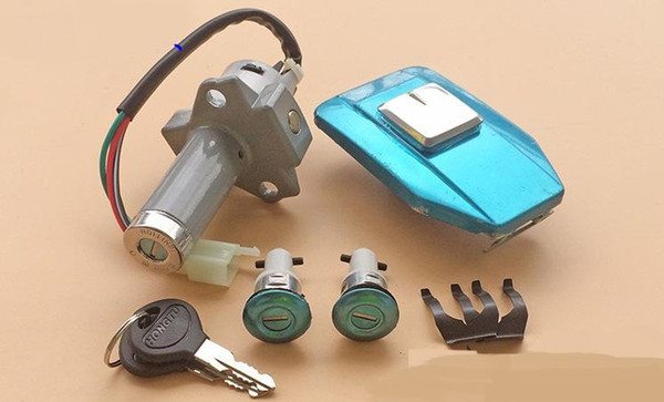 1SET Aftermarket WY125 Motorcycle Lock Key Set Electric Ignition Switch Fuel Tank Cap Cover Side Lock