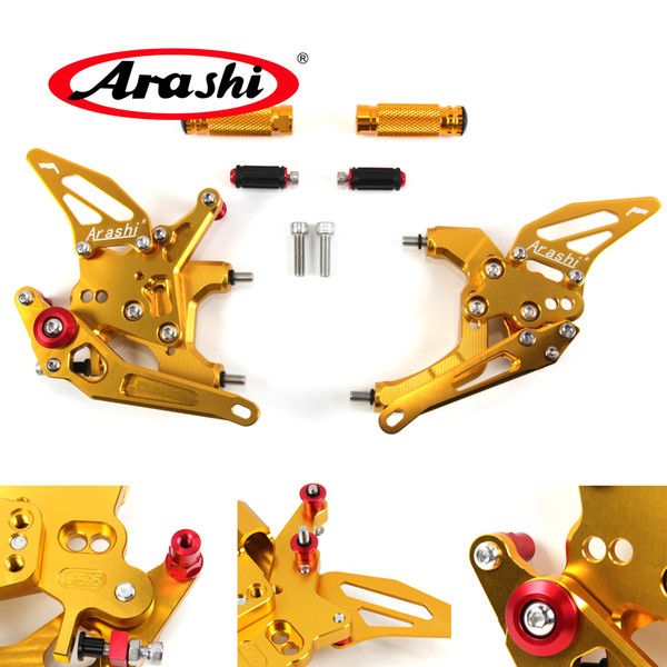 Arashi Adjustable Footrests For Ducati 959 Panigale 2016 2017 Motorcycle Foot Peg Rest Rearsets Rear Set Pedal CNC Aluminum GOLD 16 17