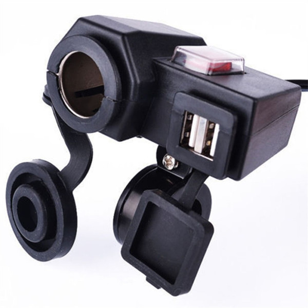 Universal Motorcycle MOTO 12V USB Cigarette Lighter Power on/off Port Integration Outlet Socket 12v Dual usb power charge socket Waterproof