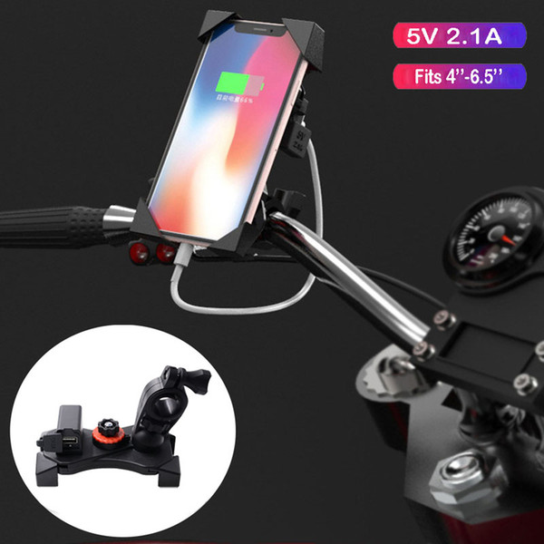 Motorcycle Cell Phone Mount Holder Adjustable 2A USB Charger Mobile Phone Bracket Handlebar Bicycle Universal Accessories