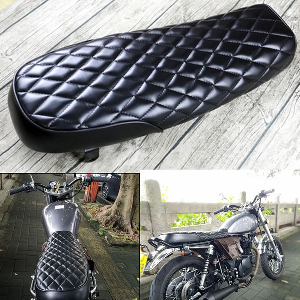 640mm Universal Vintage Motorcycle Seat Cushion Grid Brown/Black Classic Motorbike Seat Handwork seat MASH125 MUTT125