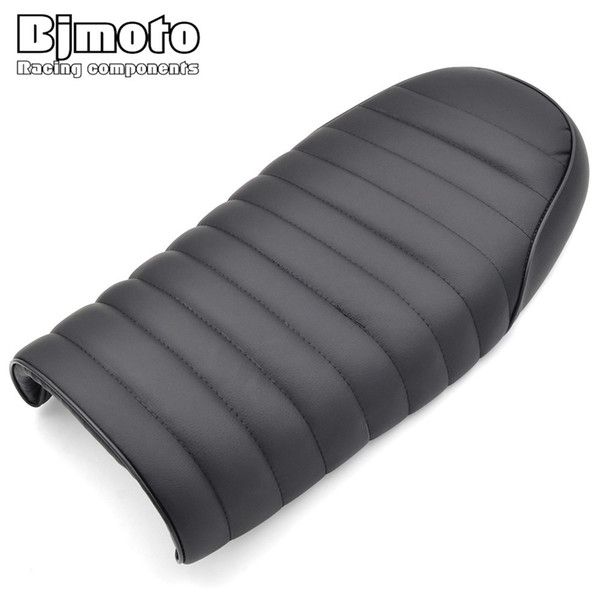 BJMOTO Motorcycle Scooter Seat Cover Leather Vintage Flat Brat Seat Pad Cafe Racer Saddle GN CB200 CB350 CB500 CB750 SR400