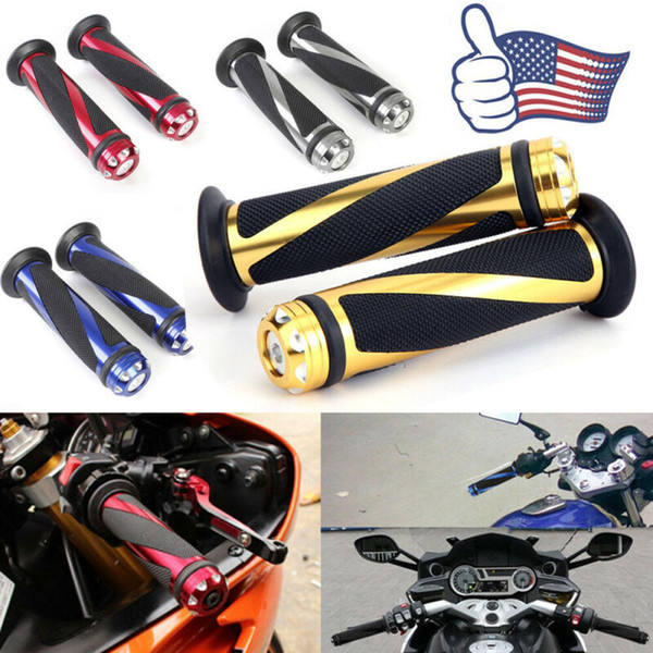 1 Pair 7/8 inch 22mm Aluminum Rubber Motorcycle Motorbike Handlebar Hand Grip End New