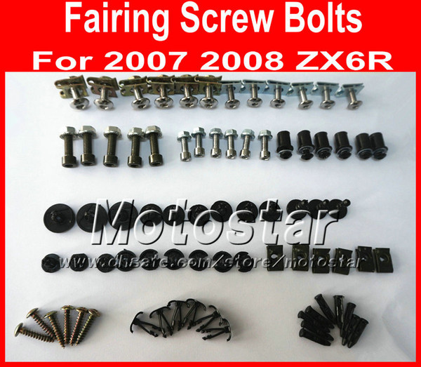 New Professional Motorcycle Fairing screws bolt kit for KAWASAKI 2007 2008 ZX6R 07 08 ZX 6R black aftermarket fairings bolts screw parts
