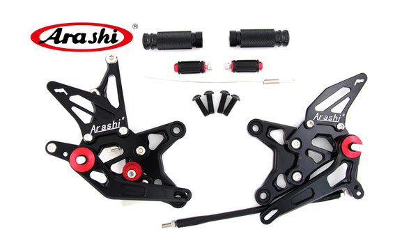 Arashi ZX-6R Adjustable Footrests For KAWASAKI NINJA ZX6R 2009 - 2014 2010 2011 2012 2013 ZX636 Foot Rest Peg Rearset Pedal ZX-636 ZX 6R 636