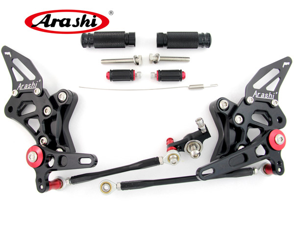 Arashi Adjustable Footrests For Ducati 848 2011 2012 2013 EV0 CNC Motorcycle Foot Pegs Rests Rearset Rear Set Pedal 848EVO 1098 1098S Black