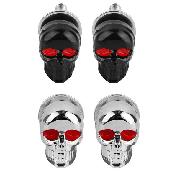 2 Pcs 6mm Motorcycle Skull License Plate Tag Frame Trim Bolts Screws Fastener Red Eye2 Pcs 6mm