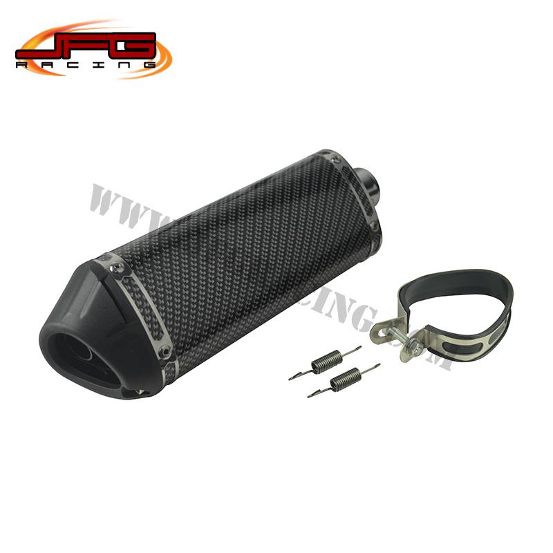 Wholesale-free shipping Carbon fiber color 38mm Exhaust Muffler with move blow-down  Mute Fit Motorcycle Pit Bike dirt bike