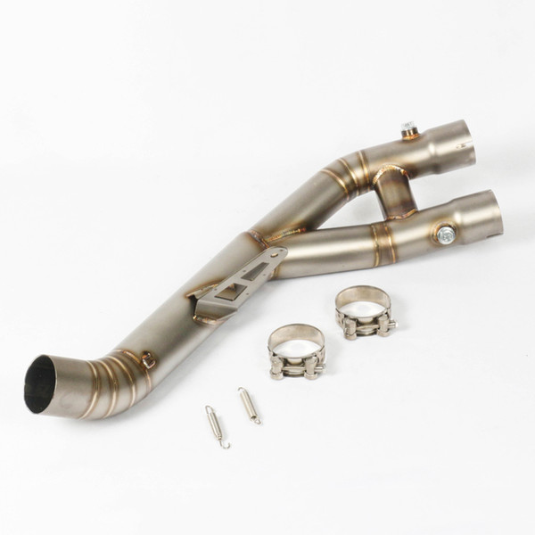 60.5mm Motorcycle Exhaust Middle Connecting Pipe Stainless Steel Silencer System Slip On for Yamaha YZF-R1 2015 2016 2017