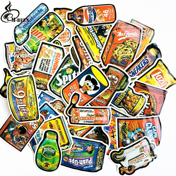 50pcs/lot Spoof food packaging stickers for Skateboard Laptop Luggage Fridge Phone Car-Styling doodle American car Sticker