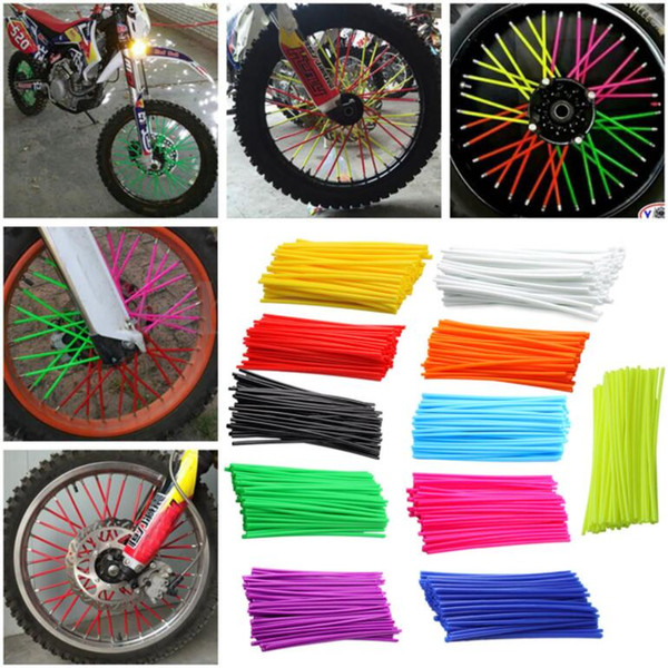 72pcs lot Motorcycle Motocross Pit Dirt Bike Wheel Spoke Covers Motocross Dirt Bike Wheel Rim Guard Protector Wraps Skins Covers KKA4856