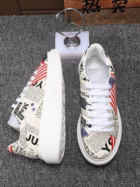 2019 New arrival top quality women men low cut white leather flag casual Shoes Racing Shoes size 35-44 with box