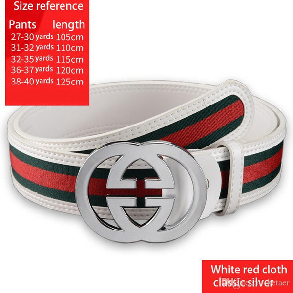 Fashion Trend Hot Sale Red Belt Smooth Buckle Wild Casual Red Green Cloth Letter Clasp Men and Women Jeans Metal Clasp A004