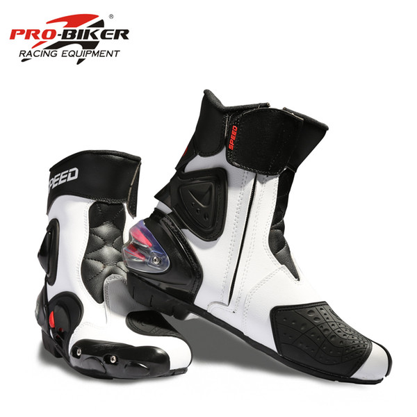 PRO-BIKER SPEED Ankle Joint Protection Motorcycle Boots Moto Shoes For Motorcycle Riding Racing Motocross Boots BLACK RED WHITE