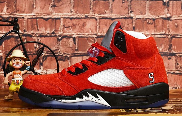 2020 New arrival wholesale hot sale men high top cheap high quality 5s red grey black leather Racing Shoes size 40-47