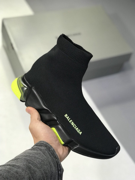 Sports and leisure shoes, socks shoes, yellow air cushion, black face, full stretch palm, running court choice, Size: 35-44