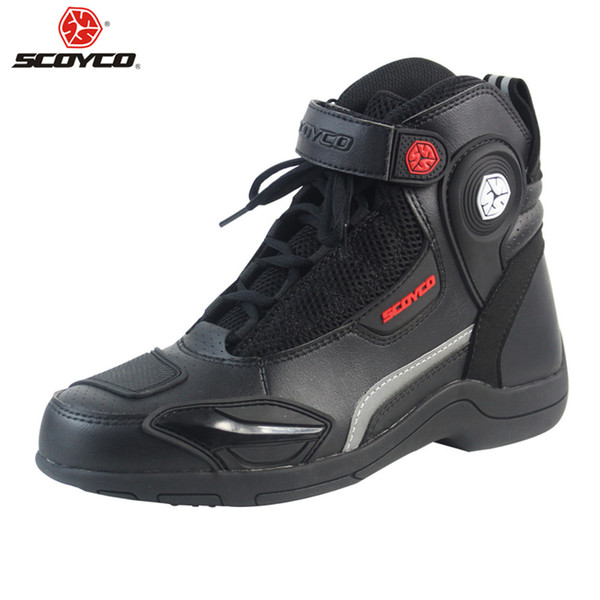 SCOYCO Motorcycle Boots Urban Stivali Botas Moto Motosiklet Bot Mens Biker Shoes Motociclista Bottes Racing P663953 Black