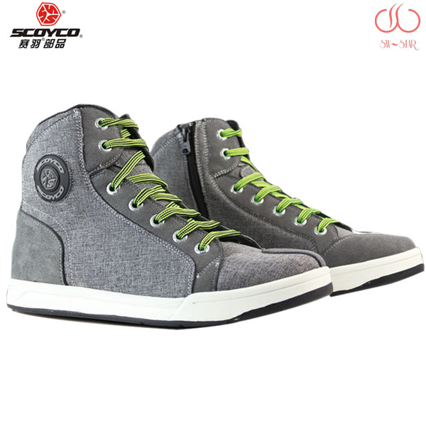 Motorcycle Boots Men Road Street Casual shoes bato motocross Boots moto Grey Scoyco protective gear flax Microfiber EU 39-46