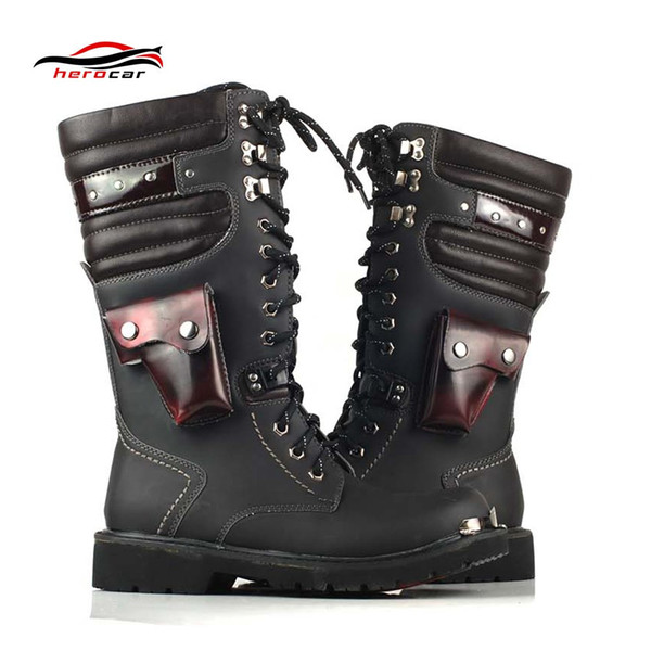 Motorcycle Boots Men motorbike Boots speed Moto Retro Artificial Leather Punk Martin Shoes motocross Protective Gear 37-46