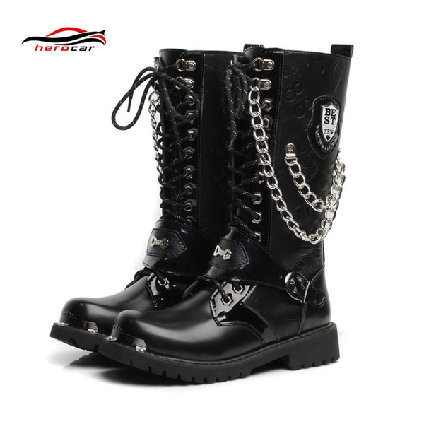 Motorcycle Boots Men Artificial Leather Motocross Boots Protection Shoes Retro Motorbike Riding Accessories