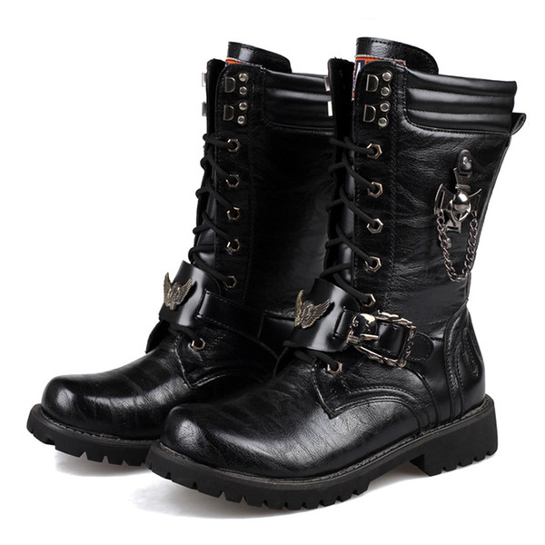 Motorcycle Boots Motorcycle Shoes PU Leather Martins Boots Motorbike Racing Riding Mid Calf Shoes