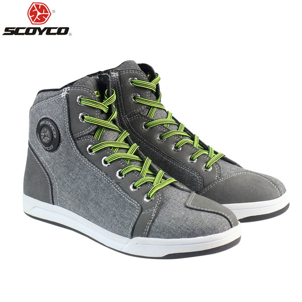 SCOYCO 016 Motorcycle Boots Men Grey Casual Fashion Wear Shoes Breathable Anti-skid Protection Gear Botas De Motociclista