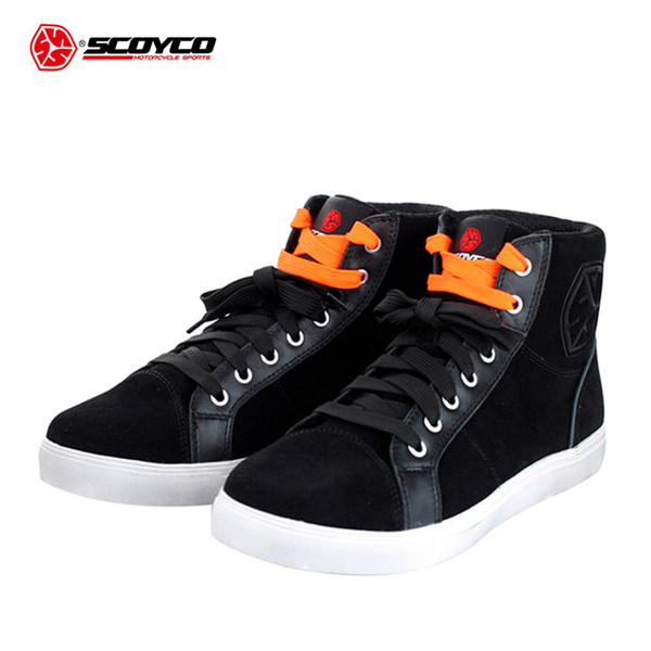 SCOYCO Fashion Casual Wear Motorbike Riding Shoes Brushed Leather Motorcycle Boots Street Racing Boots Breathable Biker