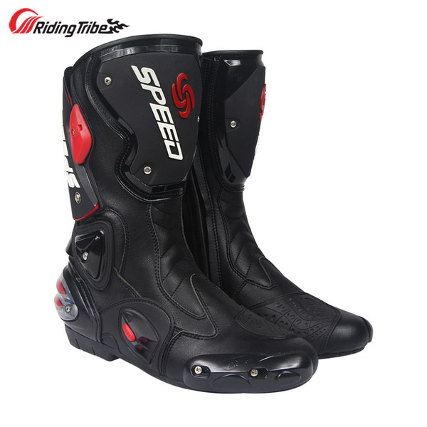 Riding Tribe Leather Motorcycle Boots Speed Racing Boots Motocross Drop Resistance Protective Gears Riding Racing