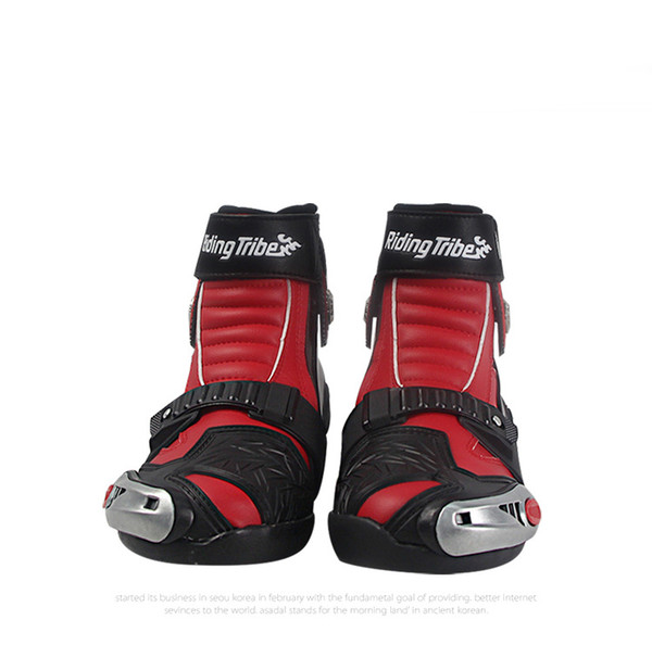 Breathable Motorcycle Boots White/Red/Black Shoes Men's Riding Anti-fall Shoes Racing Boots