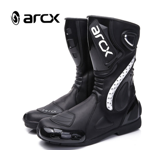 ARCX Men's Cowhide Leather High Fiber Pro Sport Bike Racing Motocross Motorcycle Boots L60150