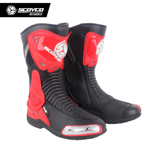 Genunie Leather Motorcycle Cycling Boot Motocross Racing Shoes Moto Botas Motor Bike Footwear Scoyco MR001